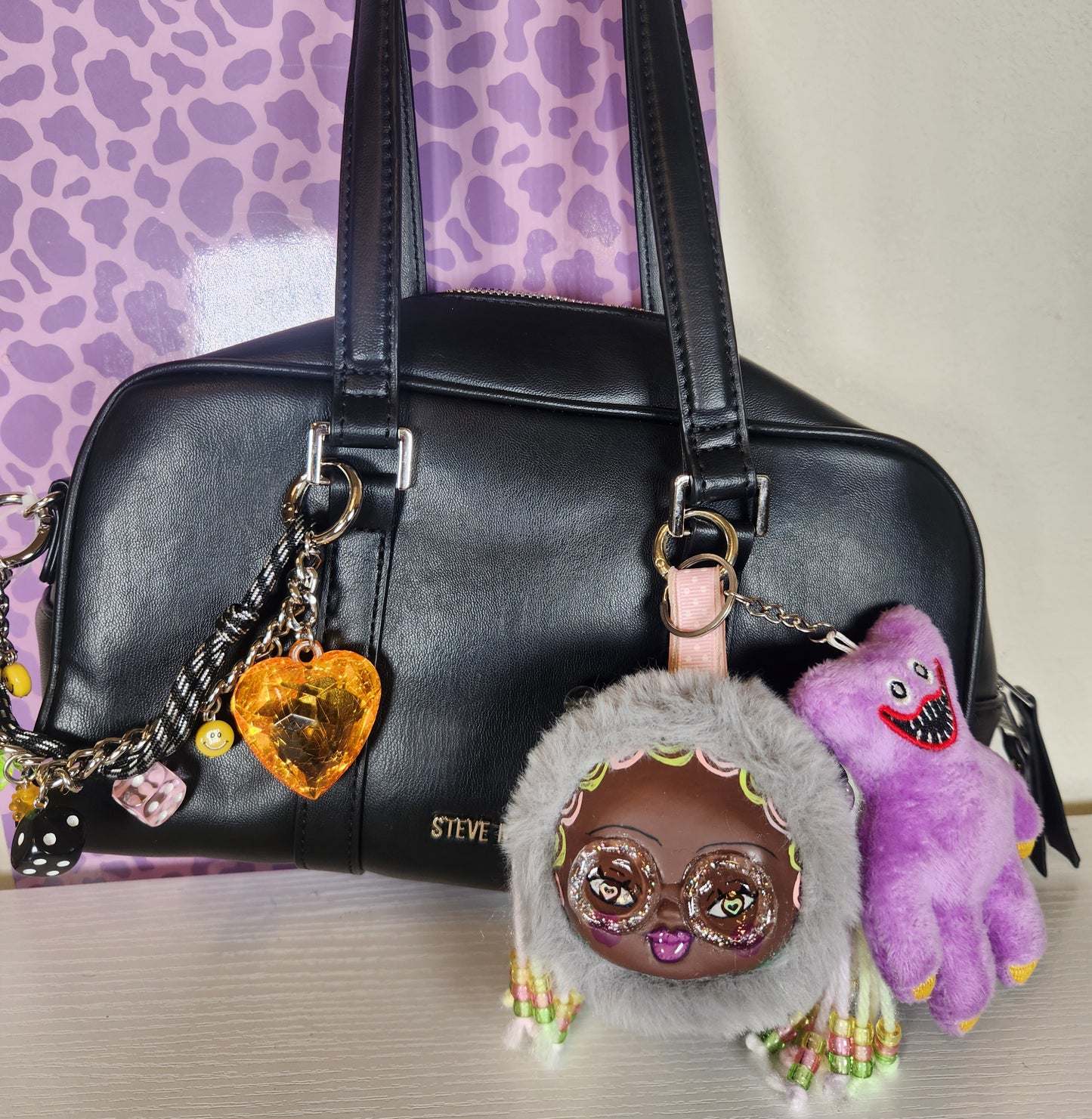 Clay Faced Plushie Keychain - "Graycie"