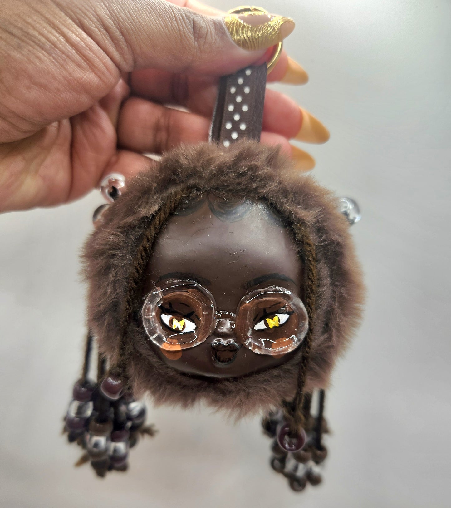 Clay Faced Plushie Keychain - "Cocoa"