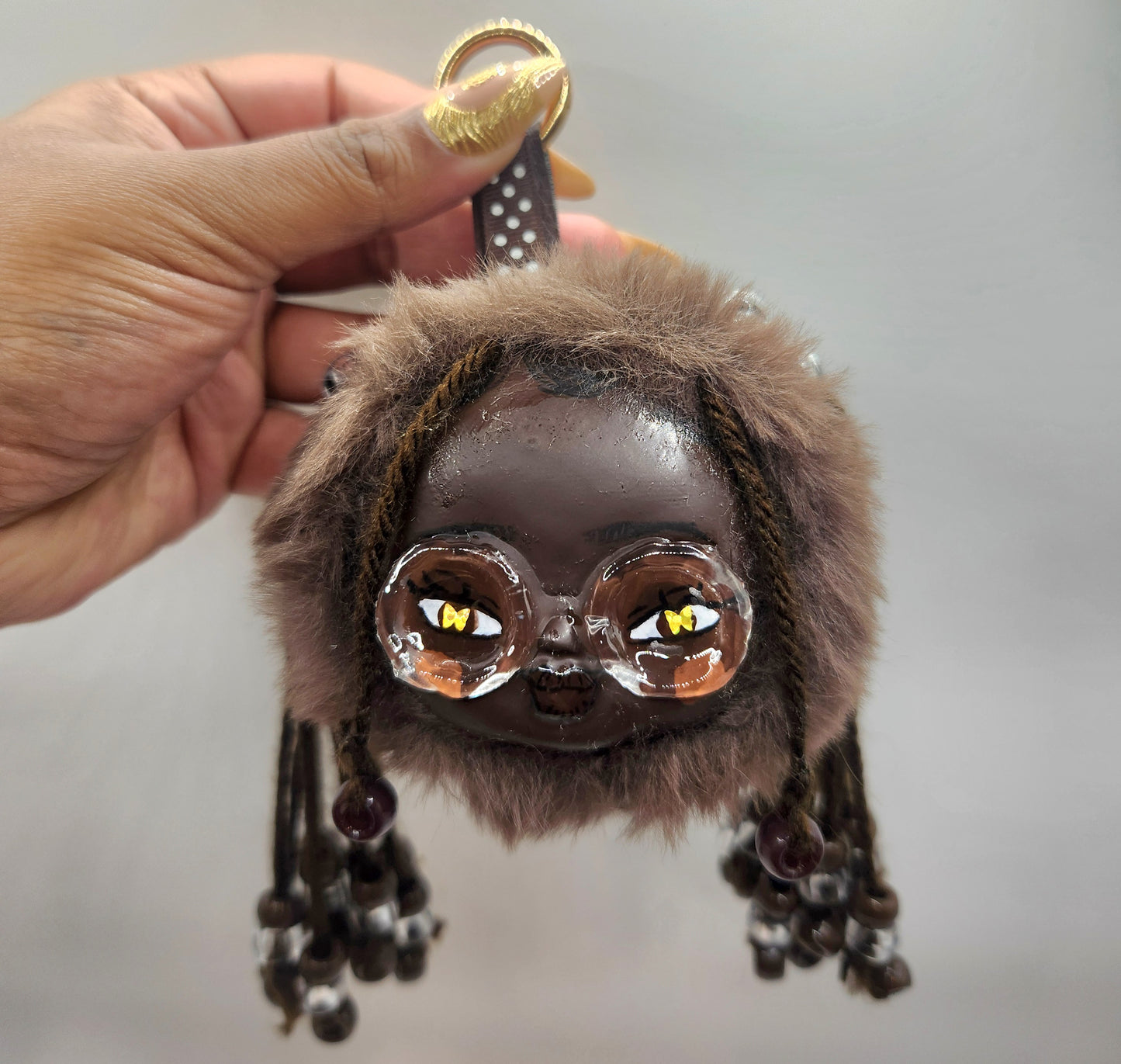 Oopsies: Clay Faced Plushie Keychain - "Cocoa"