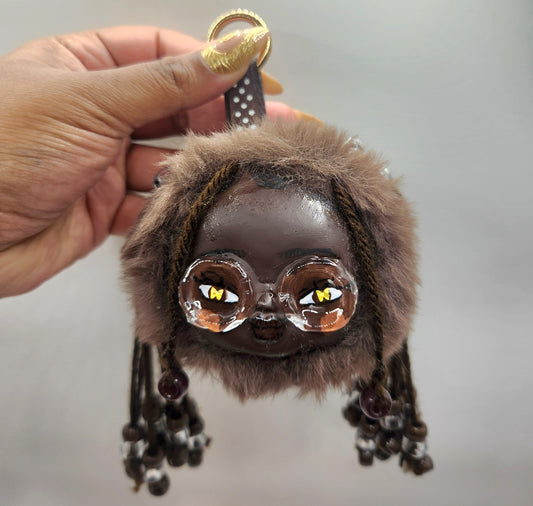 Oopsies: Clay Faced Plushie Keychain - "Cocoa"