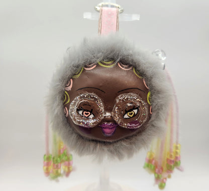 Clay Faced Plushie Keychain - "Graycie"